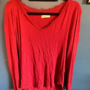Red Abercrombie Long Sleeve Vneck